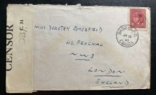 1943 Army Post Office Canada Censored Cover To London England B