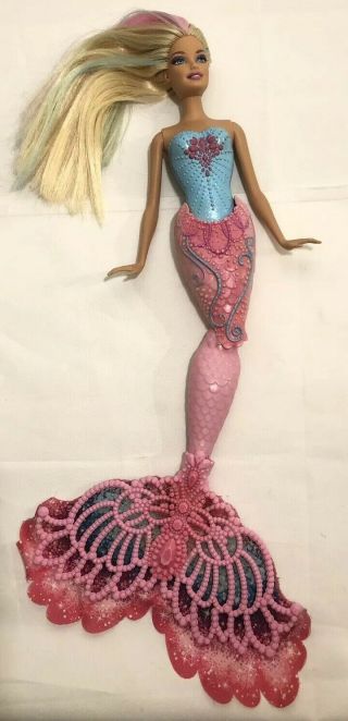 Barbie Mermaid Color Magic Doll Mattel Blonde Pink Blue Hair 2012 X9176