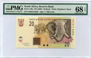 South Africa 20 Rands Nd 2005 P 129 A Gem Unc Pmg 68 Epq Highest