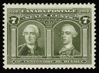 Canada Stamp Scott 100 7c Quebec Tercentenary Issue 1908 Regummed