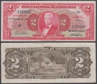 Costa Rica - Banco Nacional,  2 Colones,  1949,  Vf,  P - 203 (b)