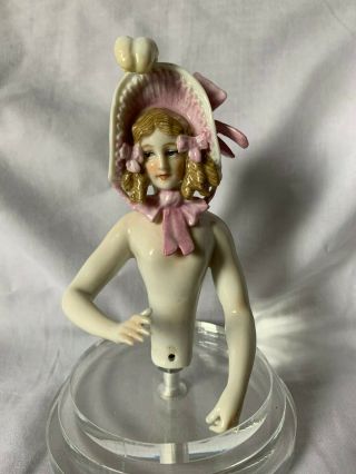 Half Doll With Sausage Curls And Large Feather And Sunbonnet Dressel Kister