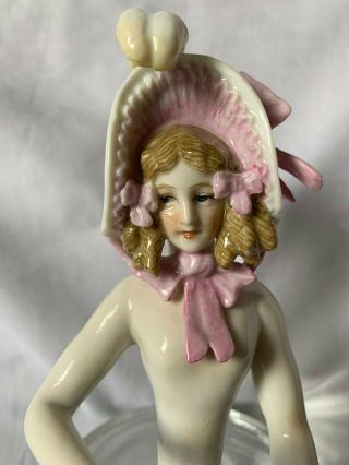 Half doll with sausage curls and large feather and sunbonnet Dressel Kister 2