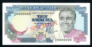 Zambia 10 Kwacha - Specimen - Banknote 1989 P31s Unc