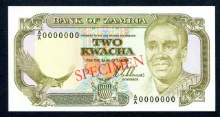 Zambia 2 Kwacha - Specimen - Banknote 1989 P29s Unc