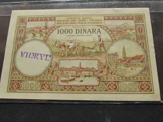YUGOSLAVIA - 1000 DINARA 1920 LARGE NOTE OLD COUNTERFEIT P - 23X 2