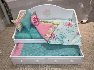 American Girl Doll White Trundle Bed. ,  Barely.