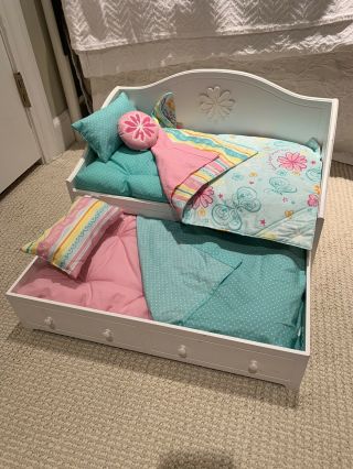 American Girl Doll White Trundle Bed. ,  Barely. 2