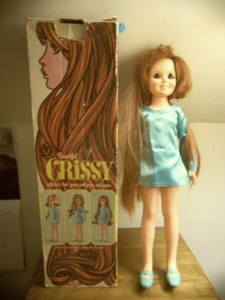 1970 Ideal Crissy Doll Hair That Grows,  Blue Dress,  Box