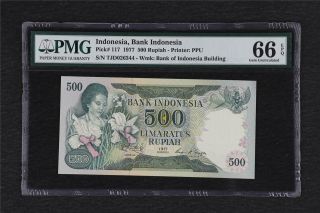 1977 Indonesia Bank Indonesia 500 Rupiah Pick 117 Pmg 66 Epq Gem Unc