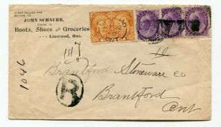 Canada Ont Ontario - Linwood 1899 Split Ring - Merchant Cc - Registered Rpo Cover