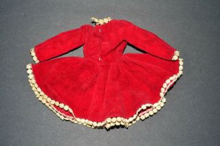 Vintage Barbie Japanese Exclusive red velvet dress with accent trim and flower 3