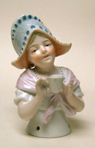 Vintage German Porcelain Pincushion Half Doll Liquidation - Dutch Girl With Cup