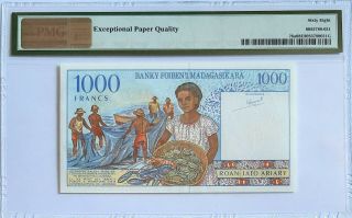 MADAGASCAR - 1000 FRANCS - 1994 - PICK 76a PMG 68 EPQ GEM UNC SCARCE GRADE 3