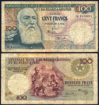 Belgian Congo 100 Francs 1956 - Vg - Pick 33a 01.  06.  1956