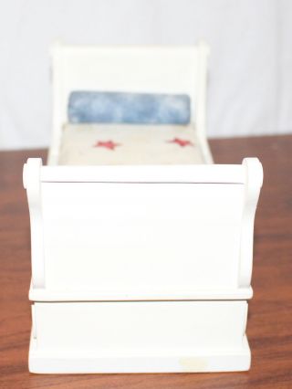 Dollhouse Miniature Sleigh Bed White Red White & Blue Bedding Artist Signed 3