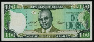 Liberia (p25a) 100 Dollars 1999 Aunc,