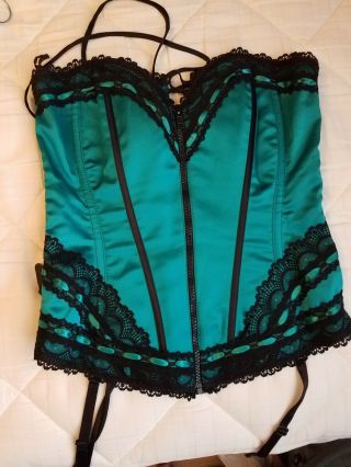 Shirley Of Hollywood Corset 34 Green Lacey