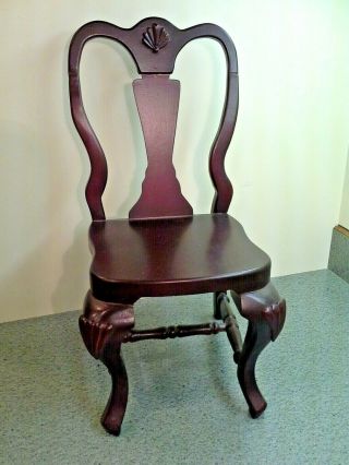 Dark Stained All Wood Doll Teddy Bear Chippendale Chair,  15 "