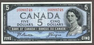 1954 $5 Canadian Note,  Bc - 31b Very Choice Uncirculated