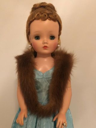 Madame Alexander Cissy Doll In Tagged Aqua Theater Dress With Fur