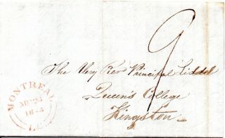 Canada 1844 Entire Letter Montreal To Kingston B/s See Descpn.