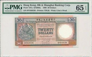 Hong Kong Bank Hong Kong $20 1990 Pmg 65epq