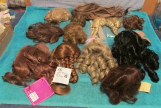 Old/new Stock Doll Wigs 4 Human Hair Sizes 10 - 15 Styles Look