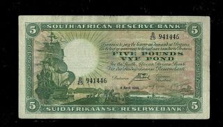 South Africa,  Reserve Bank | 1944 | 5 Pounds | Pick 86 | Rare/well Preserved Vf