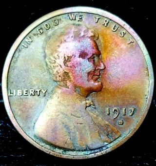 1917 - D Lincoln Wheat Penny Cent - " Beautifully Toned " Extremely Fine,
