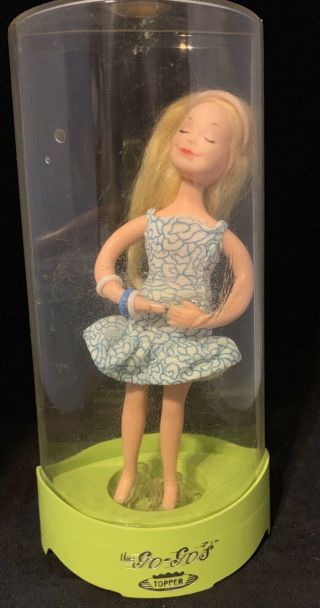 The Go - Go’s Swinger Topper 6 1/2” Doll In Plastic Display Case 60’s Toy