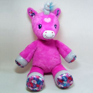Build A Bear Pink Candy Hearts Unicorn Cndy Hrts Rainbow Mane & Tail Sparkle Fee