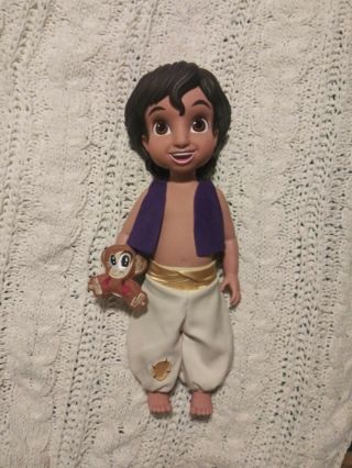 Disney Store 16 " Aladdin Animator Doll W/ Abu Retired Display Quality