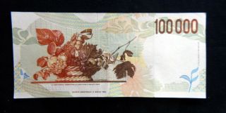 1995 ITALY Banknote 100000 lire Caravaggio 2° XF,  /aUNC 2