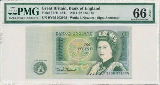 Bank Of England Great Britain 1 Pound Nd (1981 - 84) Pmg 66epq