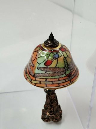 Dollhouse Miniature Reutter Porcelain Dragonfly Shade Table Lamp 1:12 Scale 1.  88