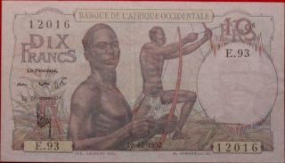 1952 French West Africa 10 Francs Circulated Note