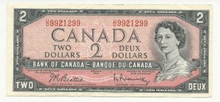 1954 - $2 Canada Bank Note - Canadian Two Dollar Bill - Triple Radar - 9921299 Vf