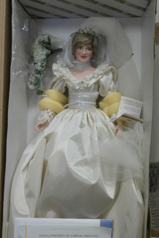 Franklin Princess Diana Doll Porcelain Wedding/bride Doll W Limited Ed.