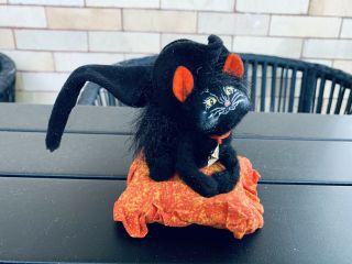 Annalee Doll Witch Black Cat On Pillow Halloween Decoration