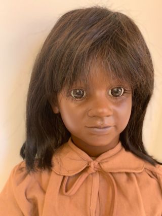 Annette Himstedt Doll Bekus 24” Human Hair Wig Glass Eyes Htf Box Guc