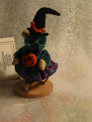 Deb Canhan Halloween Green Mohair Witch Mouse " Candy 4 You " Signed Pristine Cond.