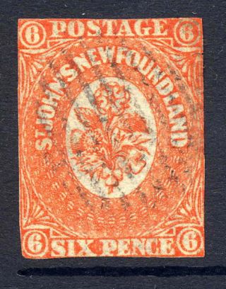 Newfoundland 1860 6d Orange - Vermilion Showing Paper - Maker 