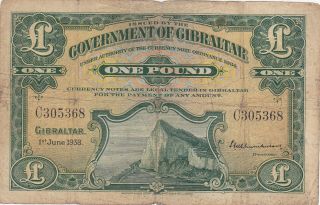 1 Pound Fine Banknote From British Colony Of Gibraltar 1938 Pick - 15