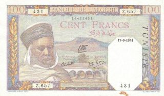 Banque De Algeria And Tunisia 100 Francs 1941 P - 13 Af,  Vichy Government