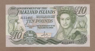 Falkland Islands: 10 Pounds Banknote,  (unc),  P - 14a,  01.  09.  1986,