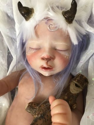 Reborn Baby Girl Sleeping Azraya Fantasy Fawn 18” Nicole Russell Sculpture Leso