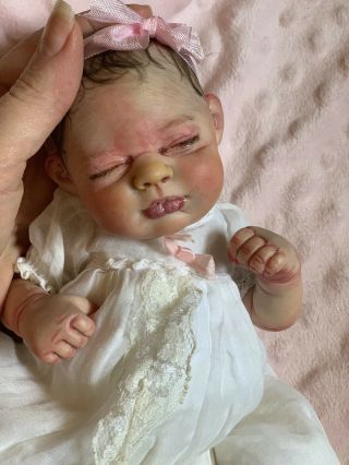 Ooak 9” Sculpted Clay Mini Baby Micro Preemie Reborn Art Doll