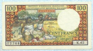 Madagascar 100 Francs 1966 P57a Vf,