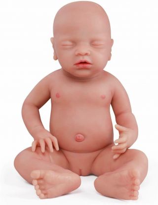 Vollence 18 Inch Eye Closed Full Silicone Reborn Baby Doll That Look Real,  Not Vi